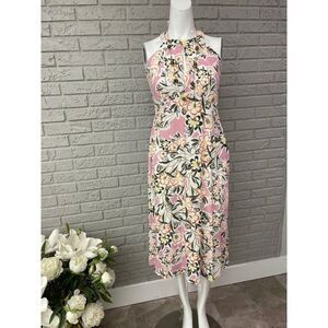 Ann Taylor Women Petite Floral Sleeveless Halter Dress Size 00P